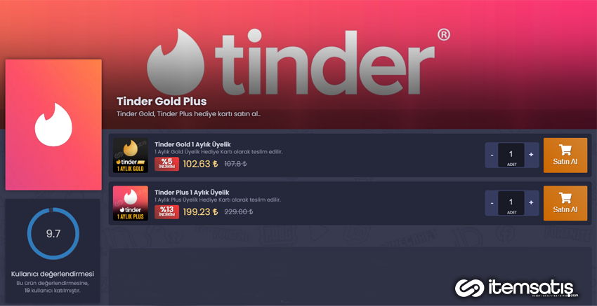 İtemSatış Tinder Gold ve Plus Ürünleri Hakkında Detaylı Bilgi