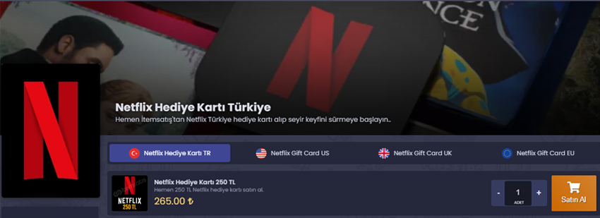 İtemSatış Netflix Hediye Kartı Ürünü Hakkında Detaylı Bilgi