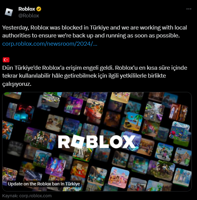 Roblox Türkiye Yetkilileri Yasak Hakkında Açıklama Yaptı