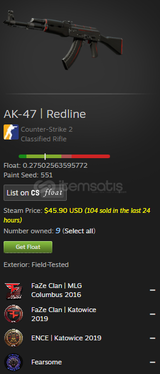 0.27 FLOAT AK REDLİNE 4 STİCKER