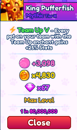 1 in 80m⭐ 1x Mythic King Pufferfish Team up V