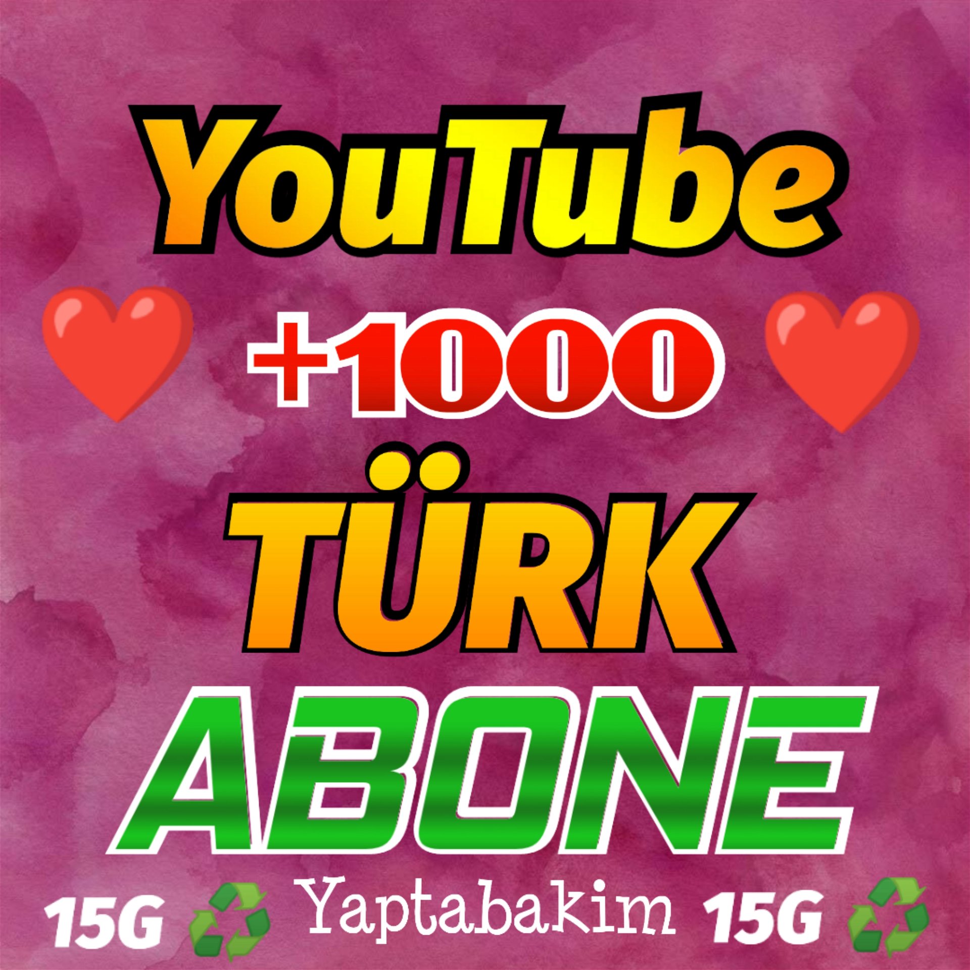 1 K YouTube Abone Türk 15 Gün Garantili servis