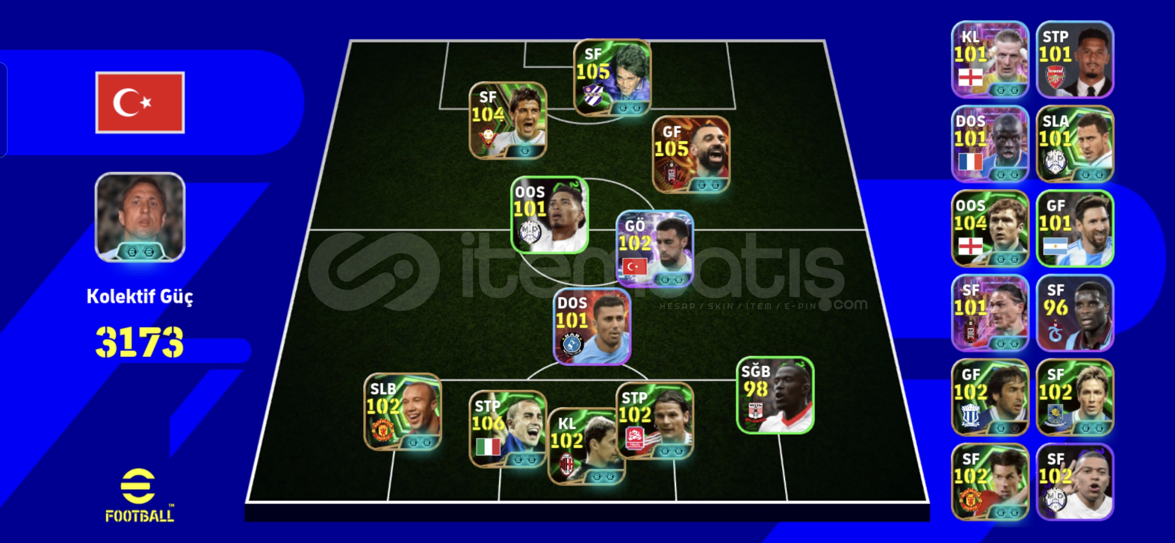 1. Klasman 106 Salah BATİSTUTA cannavaro  1. Klasman 106 Salah BATİSTUTA cannavaro