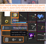 1 MADALYALI 120.000 TL CS GO ENVANTERLİ 42.000