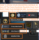 1 MADALYALI 15 LV 165 TL CS GO ENVANTERLİ RUST