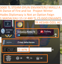 1 MADALYALI 15 LV 480 TL CS GO ENVANTERLİ TR HE