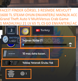 1 MADALYALI 21 LV 65 TL CS GO ENVANTERLİ GTA V