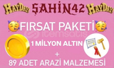1 MİLYON ALTIN + 89 ARAZİ ( 40+LVL) 
