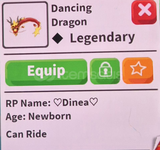 1 X DANCİNG DRAGON ( R ) ADOPT ME 