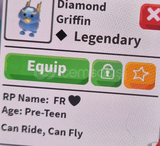 1 X DİAMOND GRİFFİN ( R,F ) ADOPT ME 