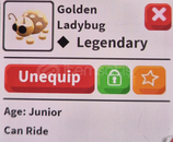1 X GOLDEN LADYBUG ( R ) ADOPT ME 