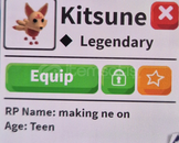 1 X KİTSUNE ADOPT ME 