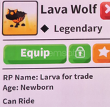 1 X LAVA WOLF ( R ) ADOPT ME 