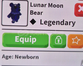 1 X LUNAR MOON BEAR ADOPT ME 