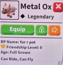 1 X METAL OX ( R,F ) ADOPT ME 