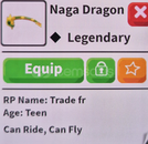 1 X NAGA DRAGON ( R,F ) ADOPT ME 