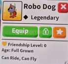 1 X ROBO DOG ( R,F ) ADOPT ME 