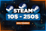 10$ - 250$ Arası Steam Key / Oto - Teslimat