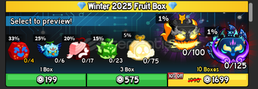 10 x Winter 2025 Fruit Box / Blox Fruits