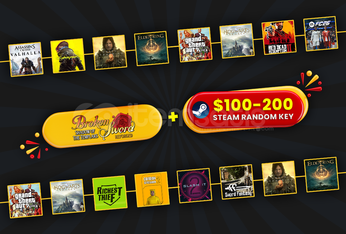 ⭐️100-200 $⭐️ STEAM RANDOM KEY + BROKEN SWORD ⭐️100-200 $⭐️ STEAM RANDOM KEY + BROKEN SWORD