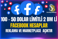 100 - 50 DOLAR LİMİTLİ 2 BM Lİ FACEBOOK HESAPLAR