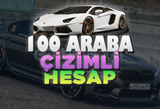 100 Adet Arabalı Çizimli Garantili Hesap