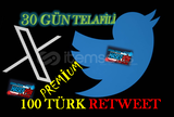 100 ADET PREMİUM TÜRK RETWEET (30 GÜN TELAFİLİ)