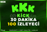 100 Aktif İzleyici | 30 Dakika | Garanti | Kick