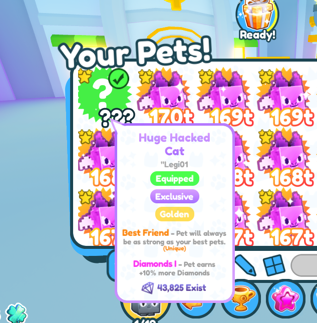 100 Clean Golden Huge Hacked Cat İtemsatış