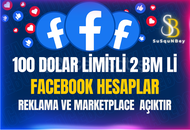 100 DOLAR LİMİTLİ 2 BM Lİ FACEBOOK HESAPLAR