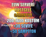 100 EUW 200-850 SKİN GARANTİLİ RANDOM 