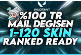 ⭐️%100 TR 1-120 SKİN RANKED READY MAİL DEĞİŞEN