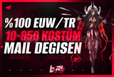 ⭐%100 [TR/EUW 10-850 SKİN] MAİL DEĞİŞEN HESAP⭐️