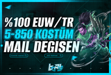 ⭐️%100 [TR/EUW 5-850 SKİN] MAİL DEĞİŞEN HESAP⭐️