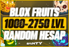 ⭐[1000-2750 LVL]⭐GARANTİ BLOX FRUİT RANDOM HESAP