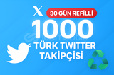 1000 adet gerçek türk twitter takipçisi 