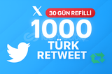  ⭐1000 ADET TÜRK RETWEET ANINDA(1 AY REFILL ♻️)