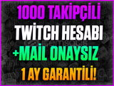 ⭐️1000 TAKİPÇİLİ TWİTCH HESAP❤️1 AY GARANTİ❤️