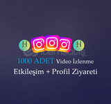 1000 Video İzlenme+Etkileşim+Profil Ziyareti