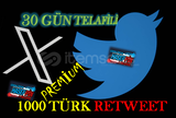 1000ADET PREMİUM TÜRK RETWEET (30 GÜN TELAFİLİ)