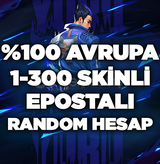 ┃ %100TR ┃1-300 Skin┃Vip Random Valorant Hesap