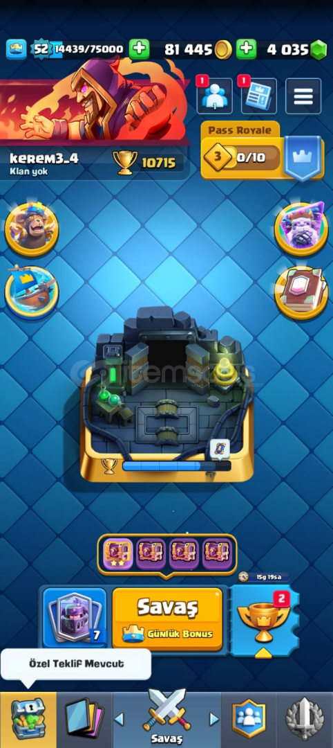 ⭐10715 Kupa⭐12 Evrim⭐121 Kart⭐4035 Taş⭐ ⭐10715 Kupa⭐12 Evrim⭐121 Kart⭐4035 Taş⭐