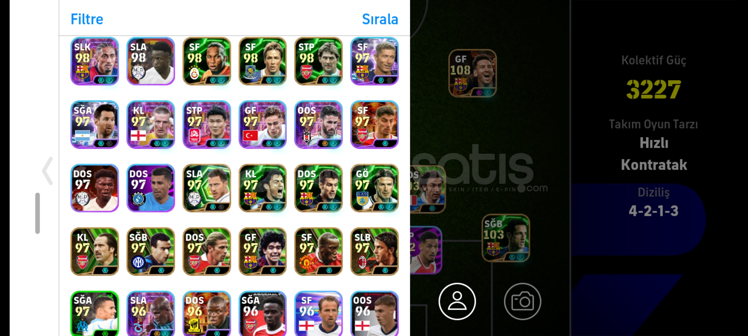 108 Messi 107 Neymar 105 Gerrad Satılık Tek Bağ