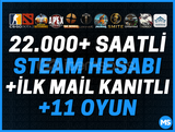 11 OYUNDAN 22.000+ SAATLİ STEAM HESABI+İLK MAİL