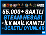 11 OYUNDAN 55.000+ SAATLİ STEAM HESABI+İLK MAİL