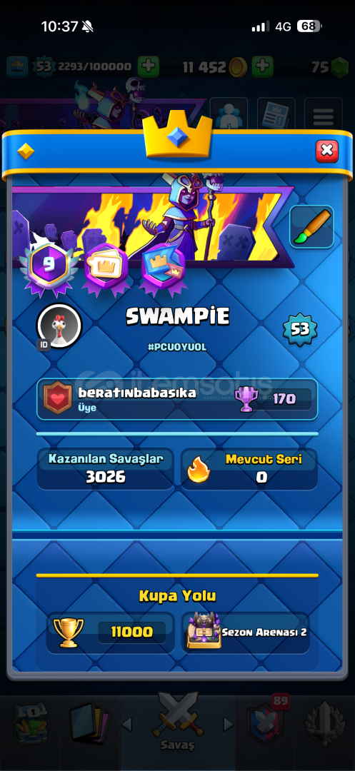 11000 kupa 53 seviye clash royale hesabı  11000 kupa 53 seviye clash royale hesabı