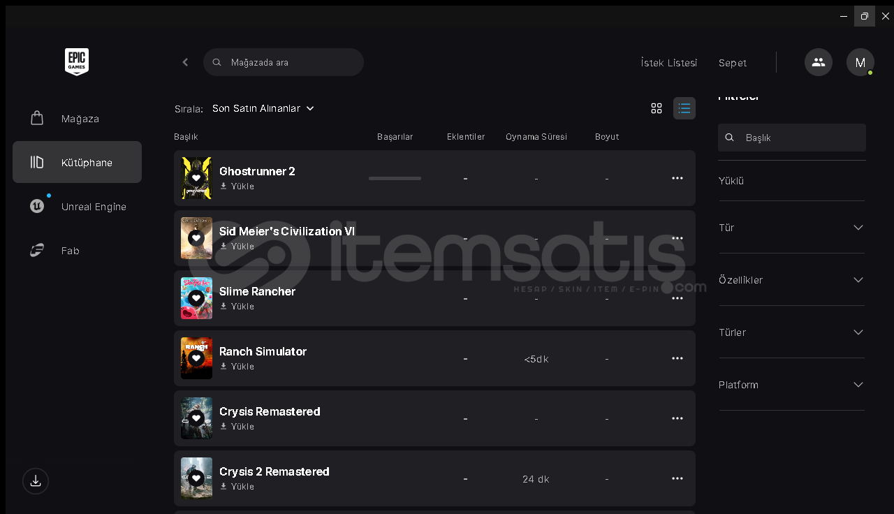 117 oyunlu Güzel Ömürlük Epic games hesabı 117 oyunlu Güzel Ömürlük Epic games hesabı