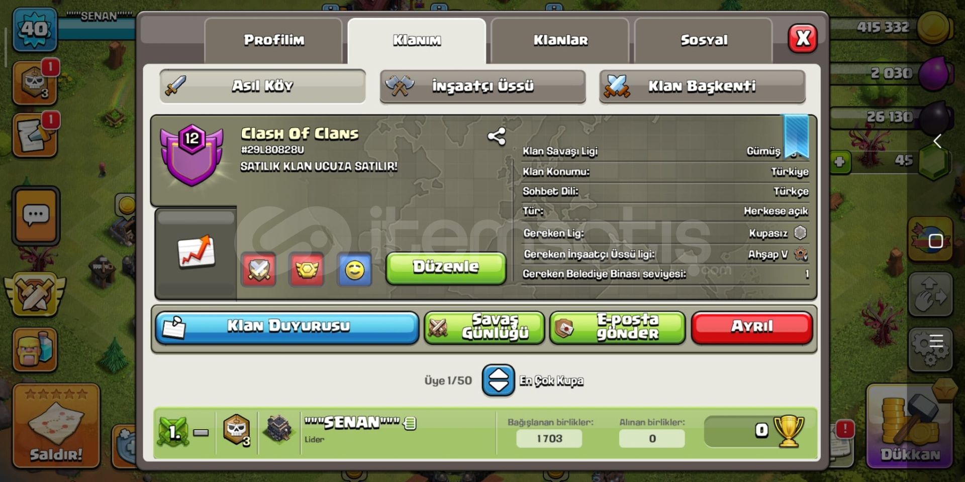 12 Level Satılık Klan 12 Level Satılık Klan
