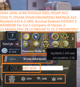 12 MADALYALI 18 LV 480+40 TL CS GO ENVANTERLİ R