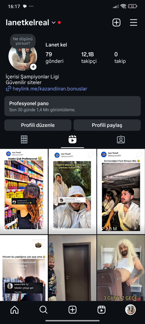 12bin takipcili mizah kanalı efsane izleniyor